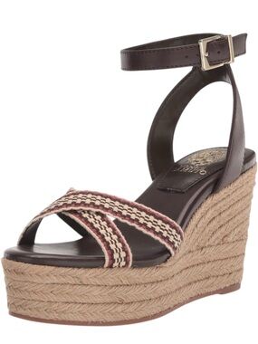 Vince Camuto womens Fettanas Wedge Sandal in Cognac Multi Root Beer/ Size 8.5